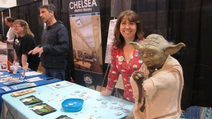 Courtesy photo. Yoda helps the staff of the Chelsea District Library answer questions. 