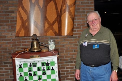 Photo by John Knox.  Kiwanis Club Member Joe Weber recently spoke to the club about one of his passions -- chess. 