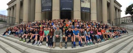 Courtesy photo. Chelsea graduate David Hill visited with beach Middle School students on their recent trip to Washington, DC.