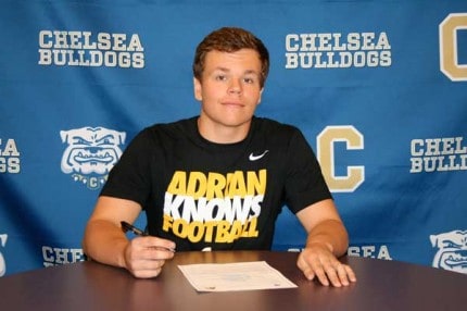Courtesy photo. The official signing with Adrian College. Grant Ortbring.