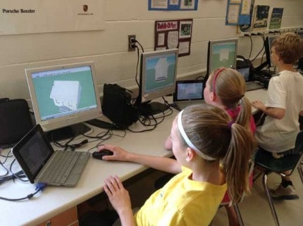 Courtesy photo. Sixth-graders working with a CAD program.