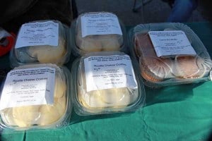 Frog Hollar Farms has baked goods as well as vegetables and vegetable starts for sale. 