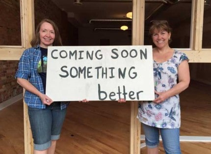 Courtesy photo. Marie Brooks and Sue Whitmarsh plan to open Breathe Yoga in the old police station building in July.