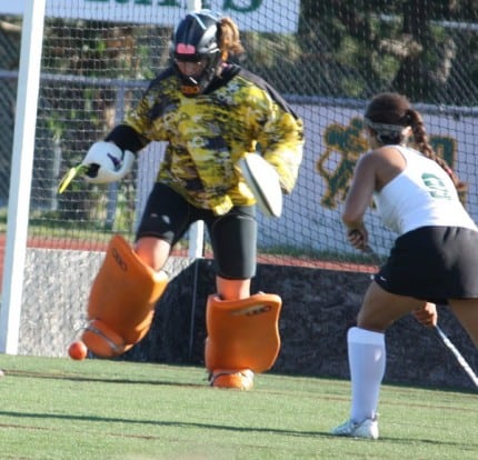 Photo by Sharon Kegerreis. Hannah Moore in action in the goal.