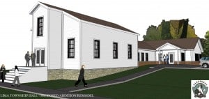 Courtesy rendering of a proposed addition to the Lima Township Hall. 