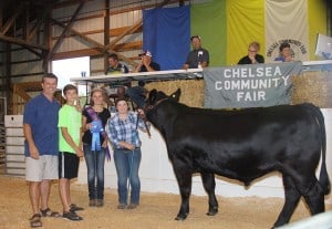 File photo. Reserve Grand Champion steer owned by MacKenzie Schneider weighed 1.369 pounds and was purchased by Rick Taylor-Reinhart Company for $7.50 per pound. 