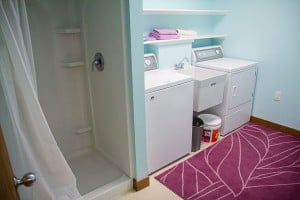 Photo by Burrill Strong. Inside the new shower facility at Faith in Action house. 