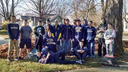 Chelsea High School hockey team spent a Saturday helping seniors in the community by raking leaves. 