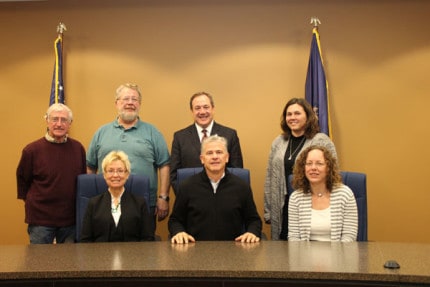 Chelsea City Council. Front row left to right: Cheri Albertson, Peter Feeney, Melissa Johnson. Back row left to right Jim Myles, Frank Hammer, Mayor Jason Lindauer and Jane Pacheco.
