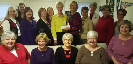 Courtesy photo. Material Girls Leadership Team presenting the check to Julie Ripberger from FIA. front: left to right: Sherri Plank, Deb Holefka, Arlene Wiltse, Janie Brooks, Phyllis Tillman back: left to right: Chris Frayer, Kelly Stoker, Lexa O’Brien, Sue McCalla, Brandy Novack, Barbara Brown, Julie Ripberger from FIA, Janet Alford, Marjorie Switz, Sue Yager, Susie Wescott missing: Faye Frederick, Janet Nightingale