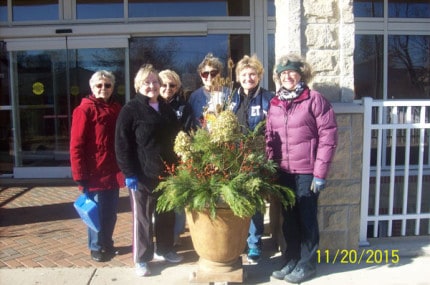 Photo by Cathy Gillem. Chelsea Area Garden Club Members from left to right: Gina Ekis, Pat Schmidt, Jan Birk, Karen Lunsford, Ruth Hirst and Carol Strahler. Not pictured are Library Plant Coordinators Rita Dunlop and Cathy Gillem.