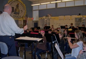 Photo by Lisa Carolin. A scene from sixth-grade band practice.