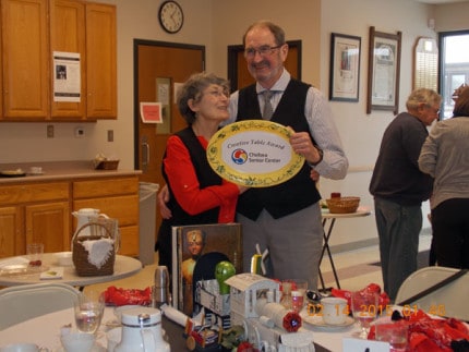 Courtesy photo. Winners of the Golden Plate award at last year’s Festival of Tables event, Mort and Rita Dunlop, representing Adult Learners Institute and “A Train of Lifelong Learning” table.