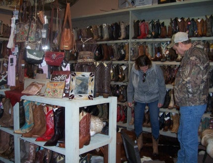 Photo by Lisa Carolin. Inside the new Mule Skinner Boots and Western Wear store. 