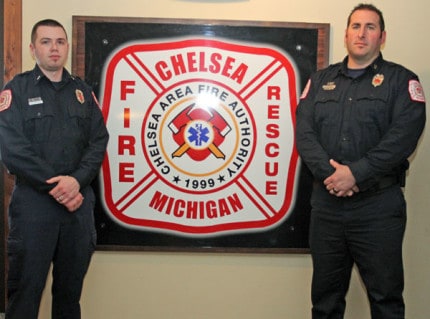 Fire Lt. Bill Regnier and Fire Captain Scott Basar of the Chelsea Area Fire Authority.