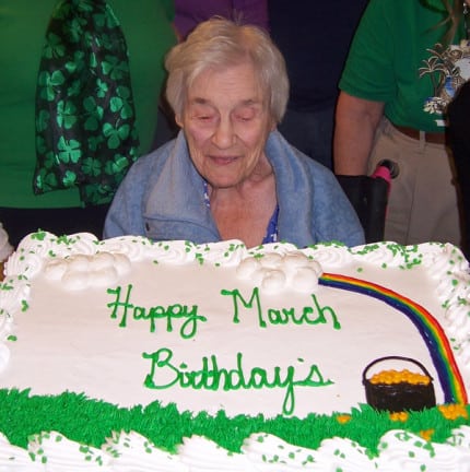 Elsie Hochrein, 106, was one of the March birthdays celebrated at the Chelsea Senior Center. 