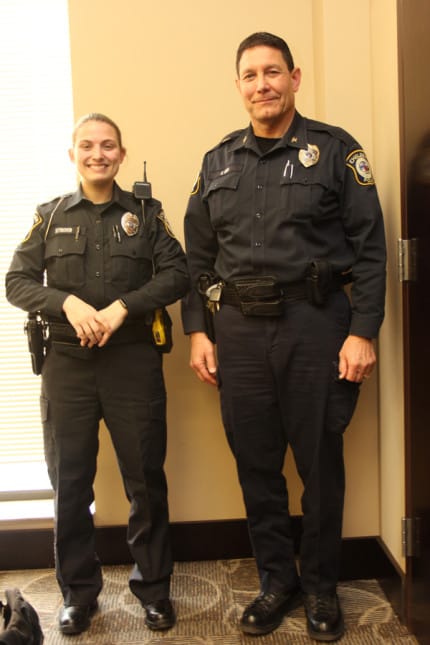Please welcome Officer Sophie DeTroyer, Chelsea's new police officer. She is pictured her with Police Chief Ed Toth. 