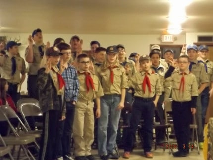 Courtesy photo. Scouts from Troop 425 at the troop's 90th birthday celebration.