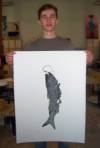 Courtesy photo. Abe Cone and one of his artworks. 