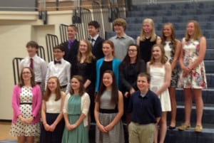 Courtesy photo. Eighth-grade students who were recognized for academic achievement. 