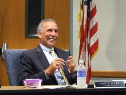 Photo by Crystal Hayduk. Chelsea Superintendent of Schools at his last board meeting before he retires for the second time. 