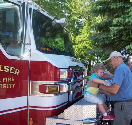 Photo by Lisa Carolin. The annual PTO Ice Cream Social at South Meadows Elementary School included a fire truck. 