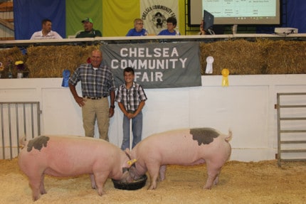 North Face Farms purchased the grand champion pair of pigs from Carter Trinkle for $8.50 per pound. They weighed 295 and 300 pounds each. 