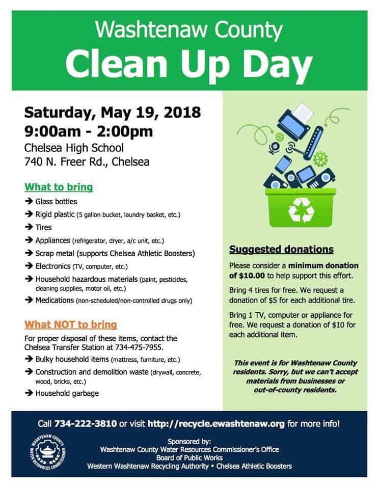 A week from today May 19 annual Washtenaw County cleanup day